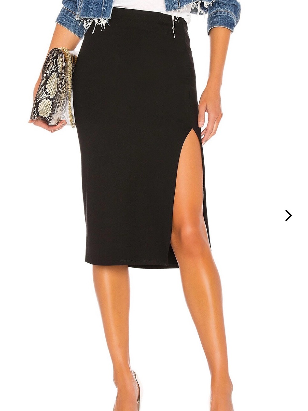 Lovers + Friends Black Side-Slit Midi Pencil Skirt